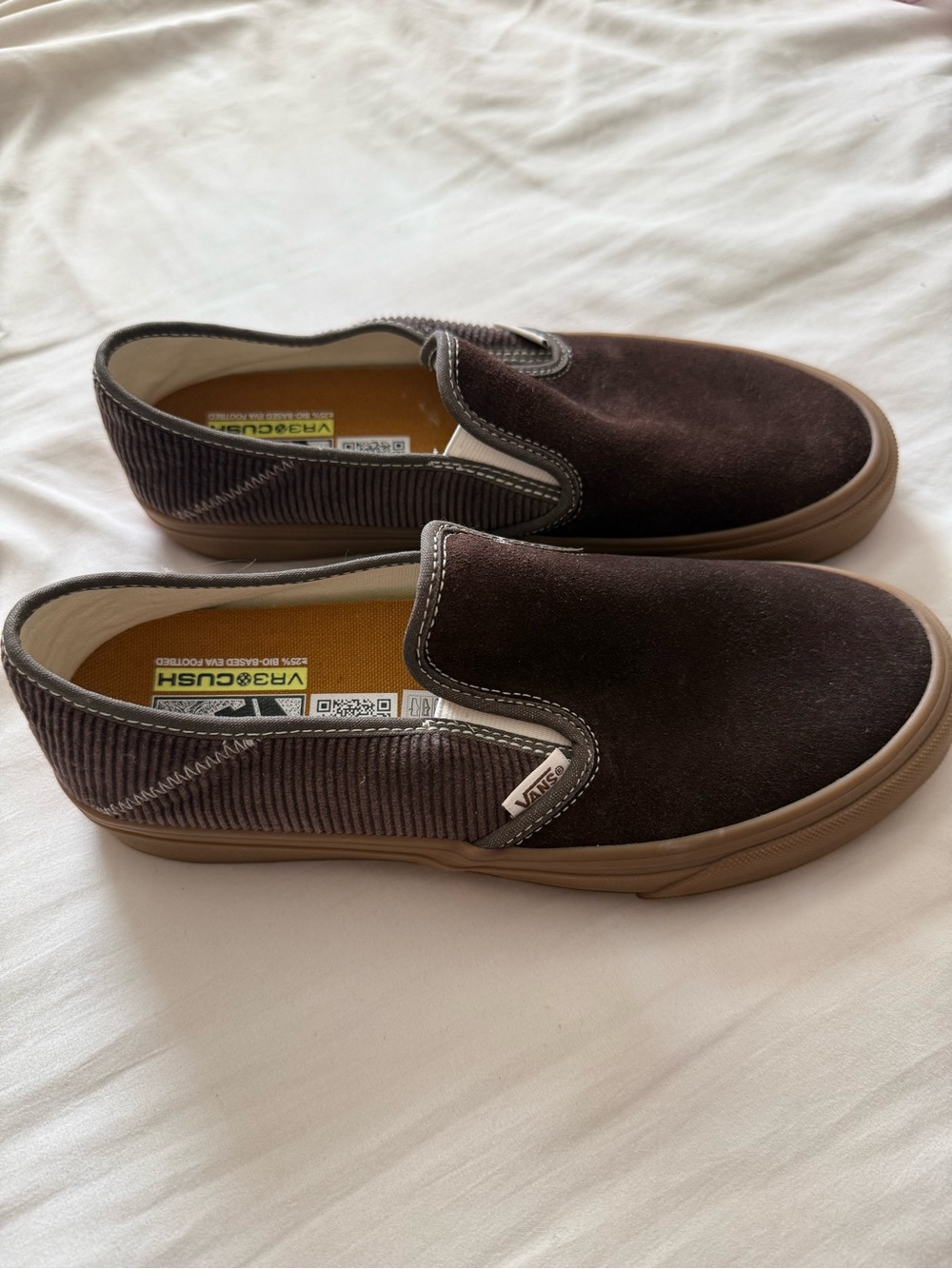 Vans Brown Suede & Corduroy Slip-On Sneakers